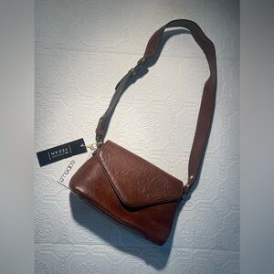 NWT Brown Isabelle Vegan Leather Adjustable Strap Shoulder Bag
